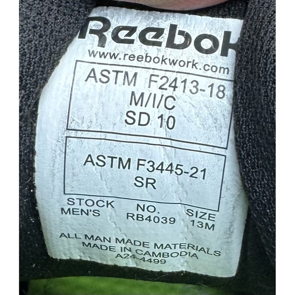 Reebok Sublite Cushion Work Safety Sneakers Composite Toe Memory Foam Mens 13 - Picture 9 of 9